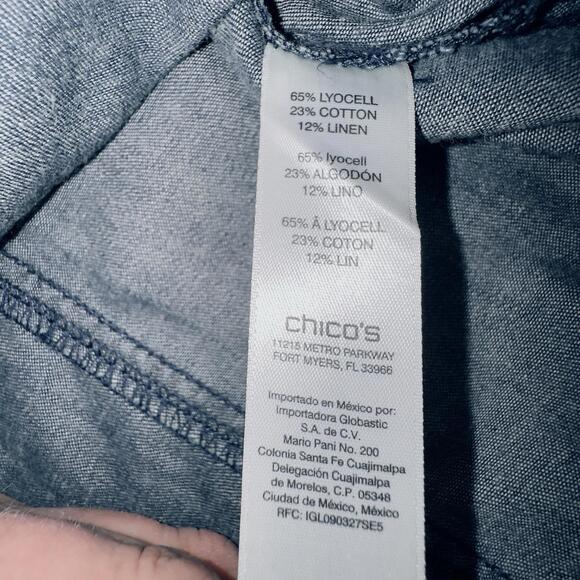 Chico's Blue Denim Fringe Dress Medium Wash SZ 0 EUC Belt A-line Short - Picture 5 of 10